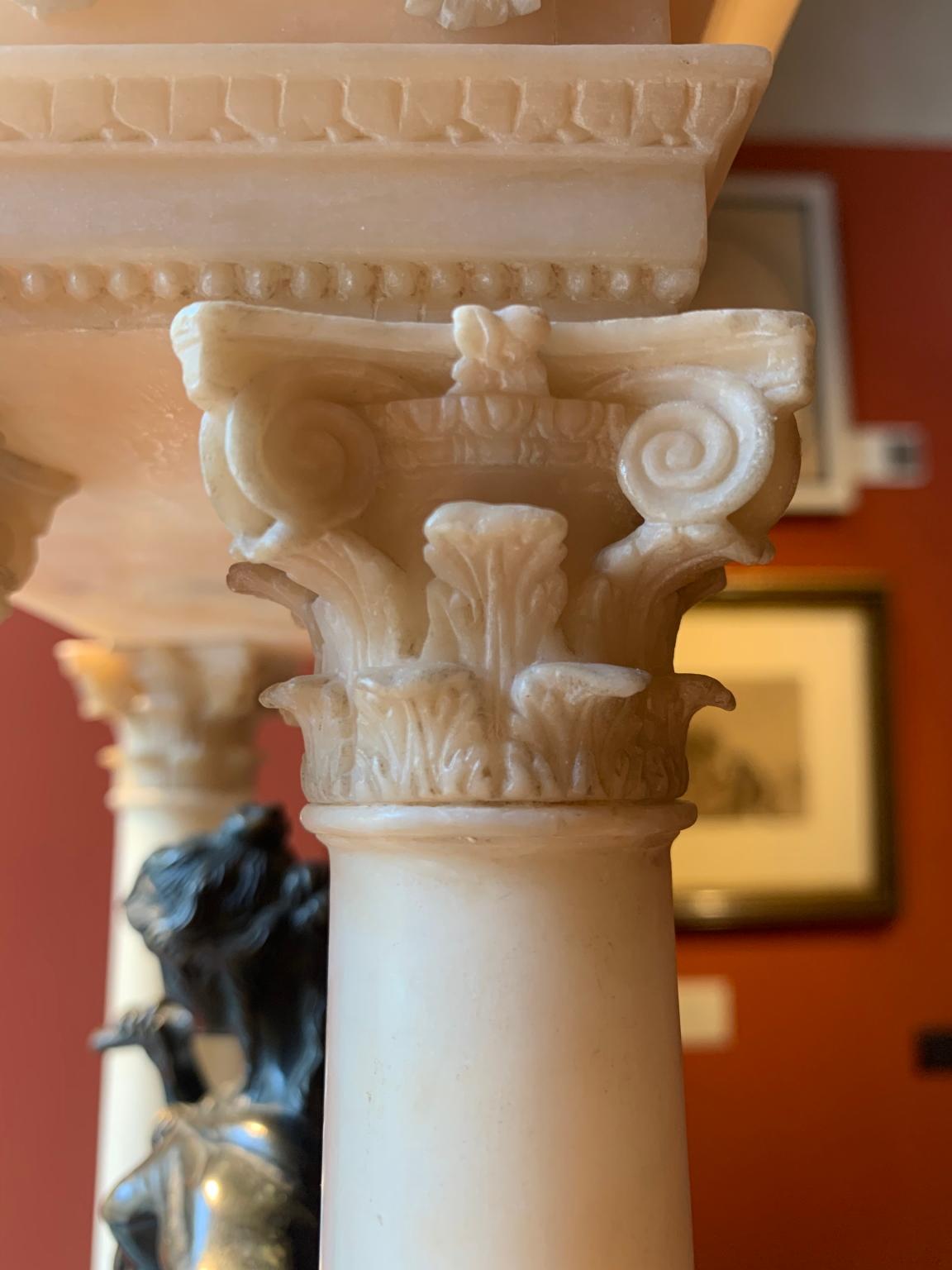 Tuscan Neoclassical Mythological Figurative objet d'art alabaster bronze For Sale 7