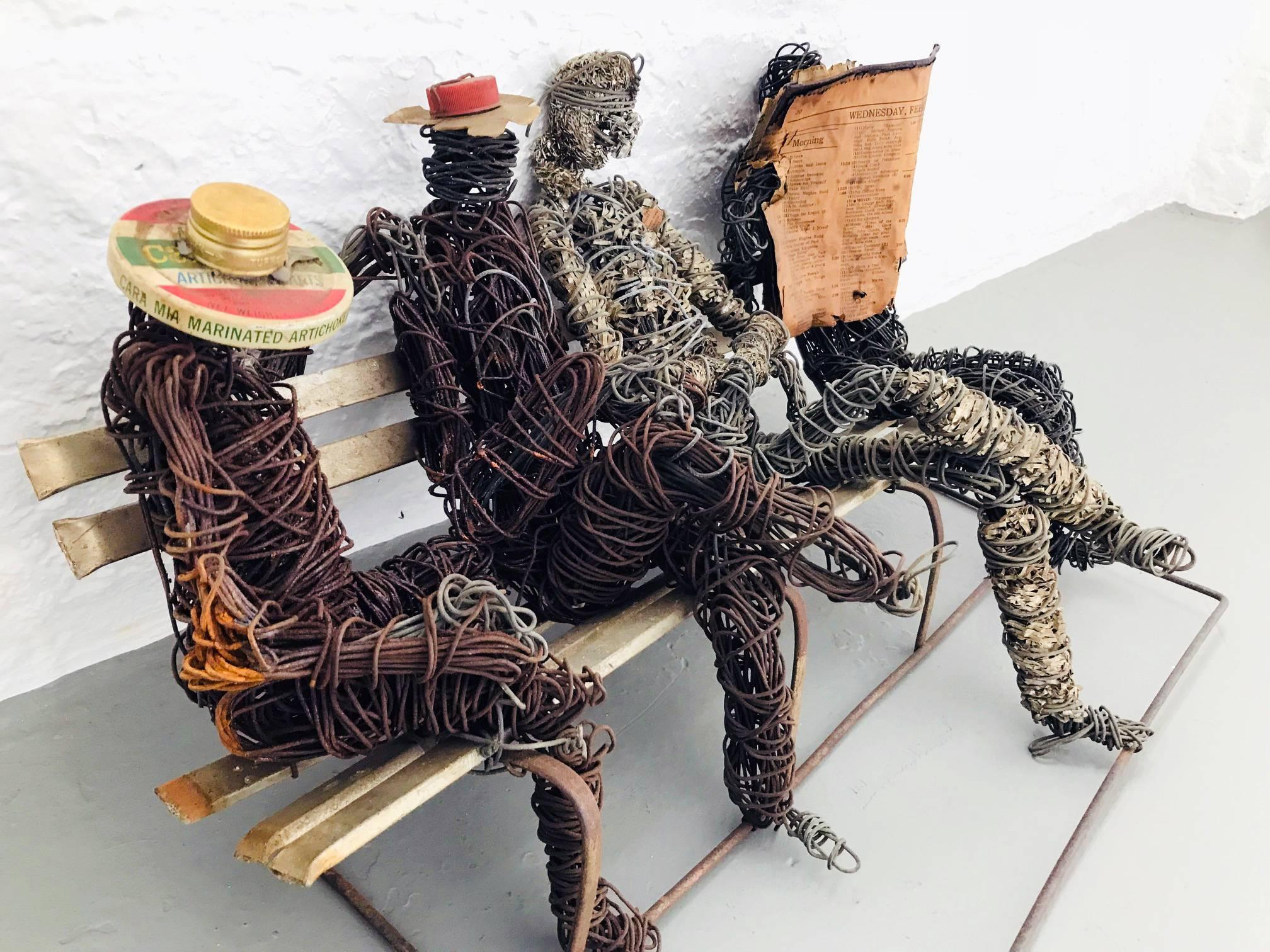 Untitled (4 Figures on a Bench) - Sculpture by Unknown