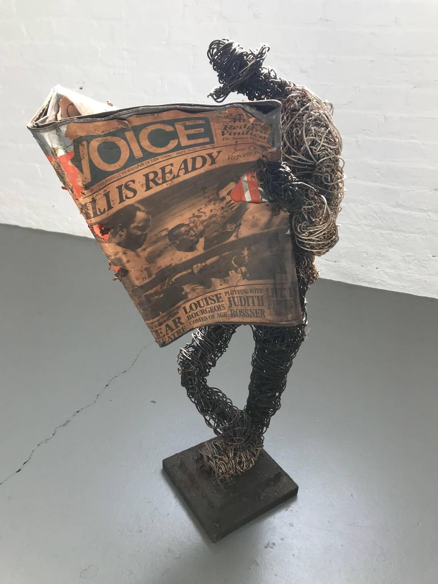 Untitled ( Male Figure Reading Newspaper - The Village Voice ) For Sale 3