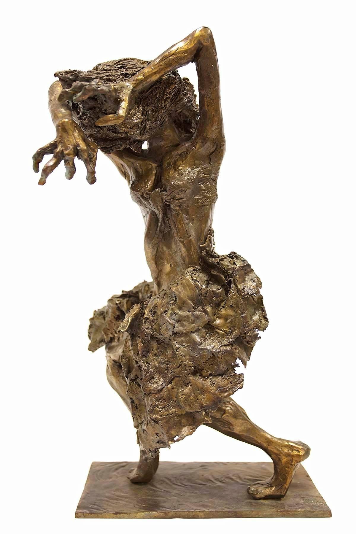 Unknown Figurative Sculpture - Untitled (Metamorphosis) Brutalist Surrealist Bronze Sculpture Woman Dancing