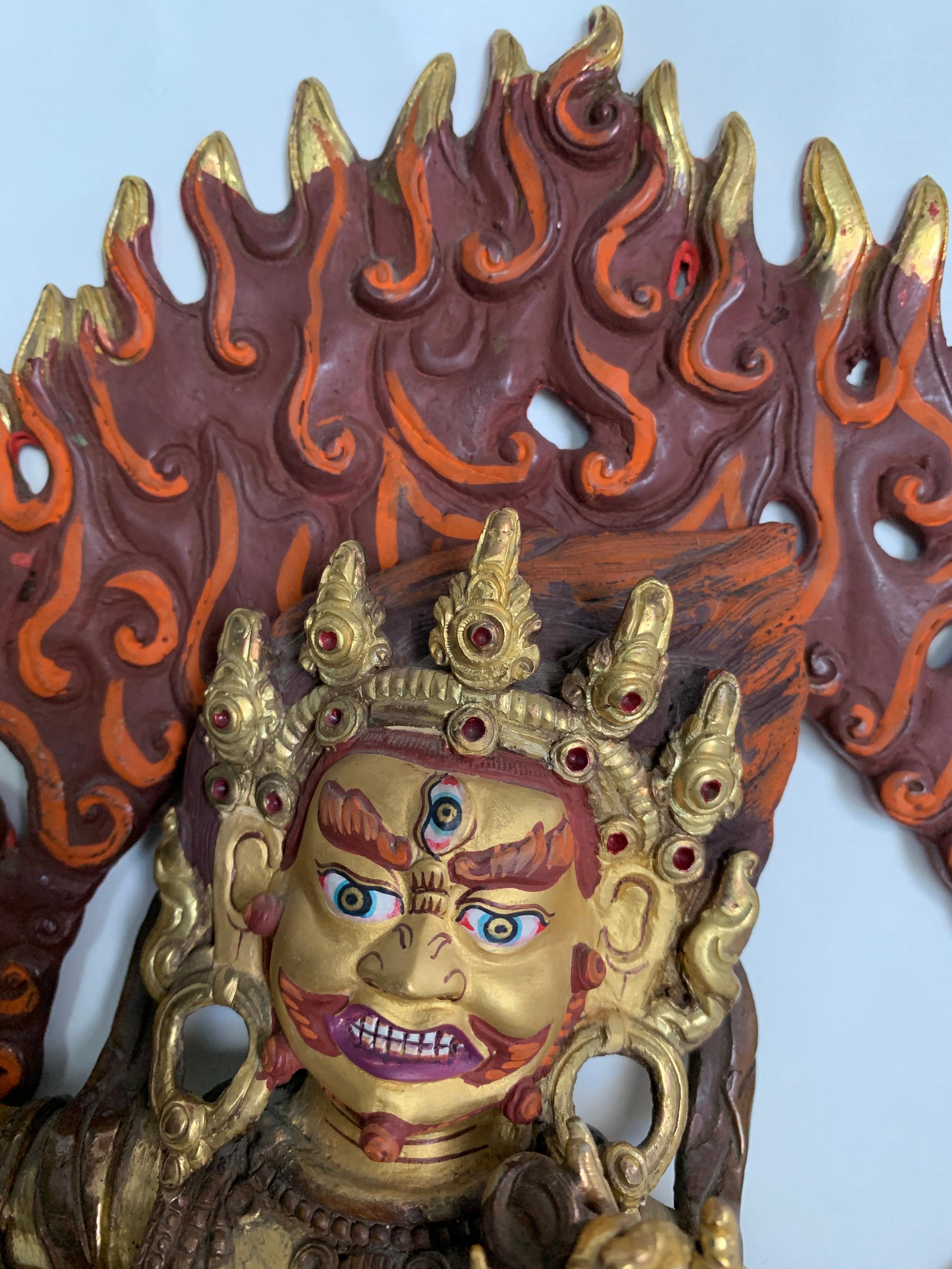 Vajrapani Statue 10 Inch with 24K Gold Handcrafted by Lost Wax Process For Sale 1