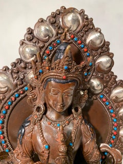 Vajrasattva Statue 10 Inch with Silver Handcrafted by Lost Wax Process 