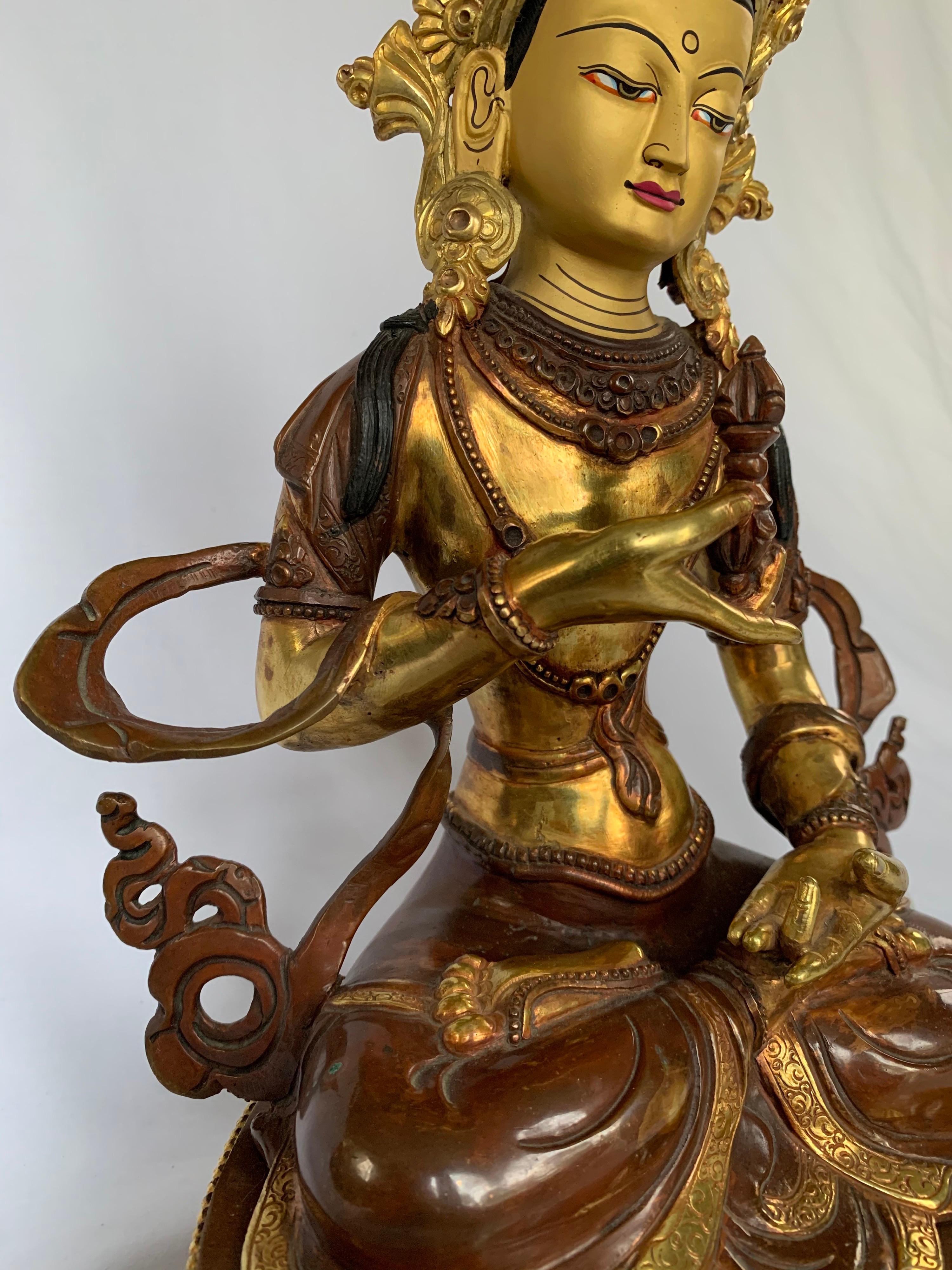 Vajrasattva Statue 12.5 Inch with 24K Gold Handcrafted by Lost Wax Process For Sale 2