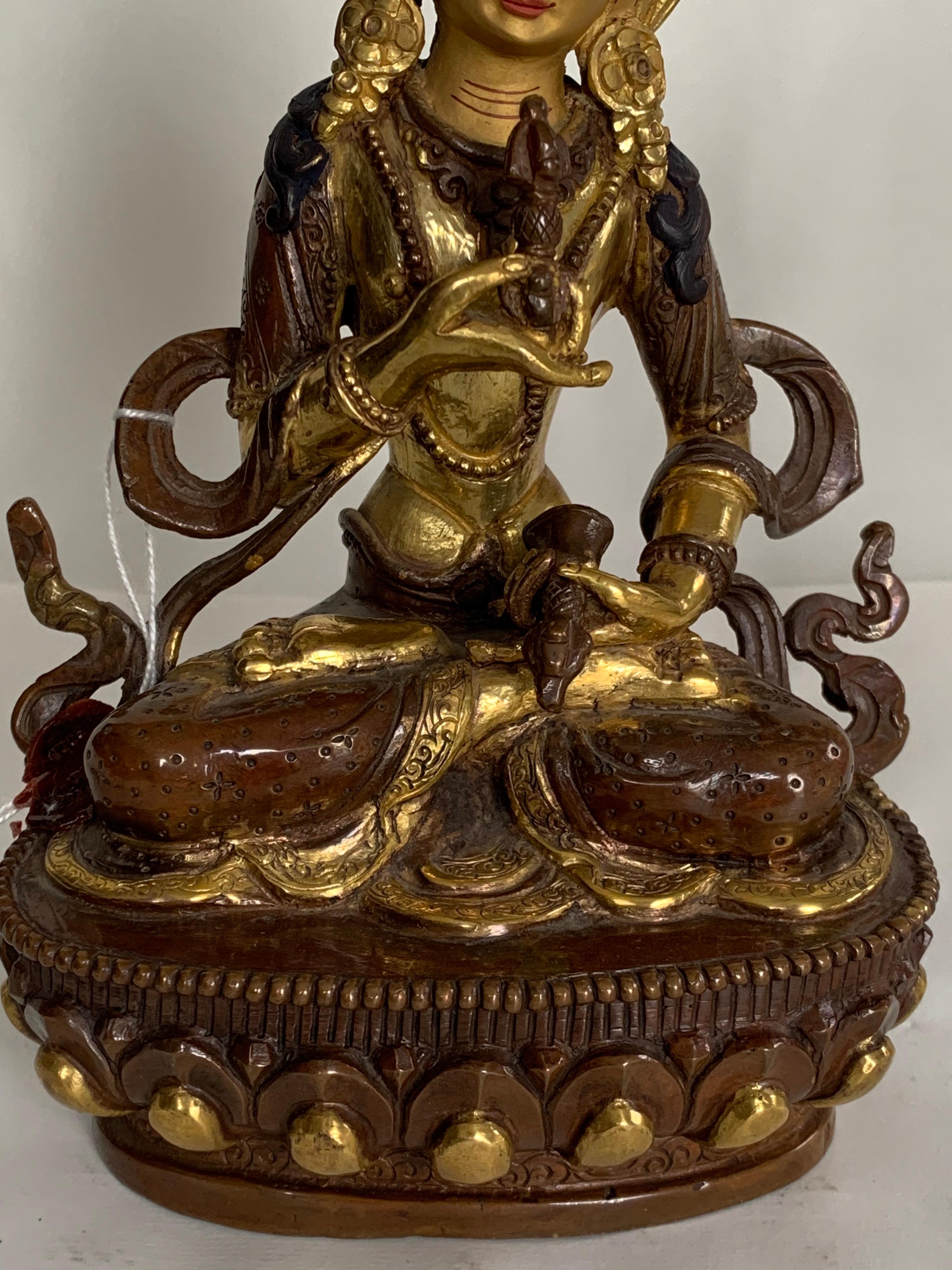 Vajrasattva Statue 7.5 Inch with 24K Gold Handcrafted by Lost Wax Process For Sale 2