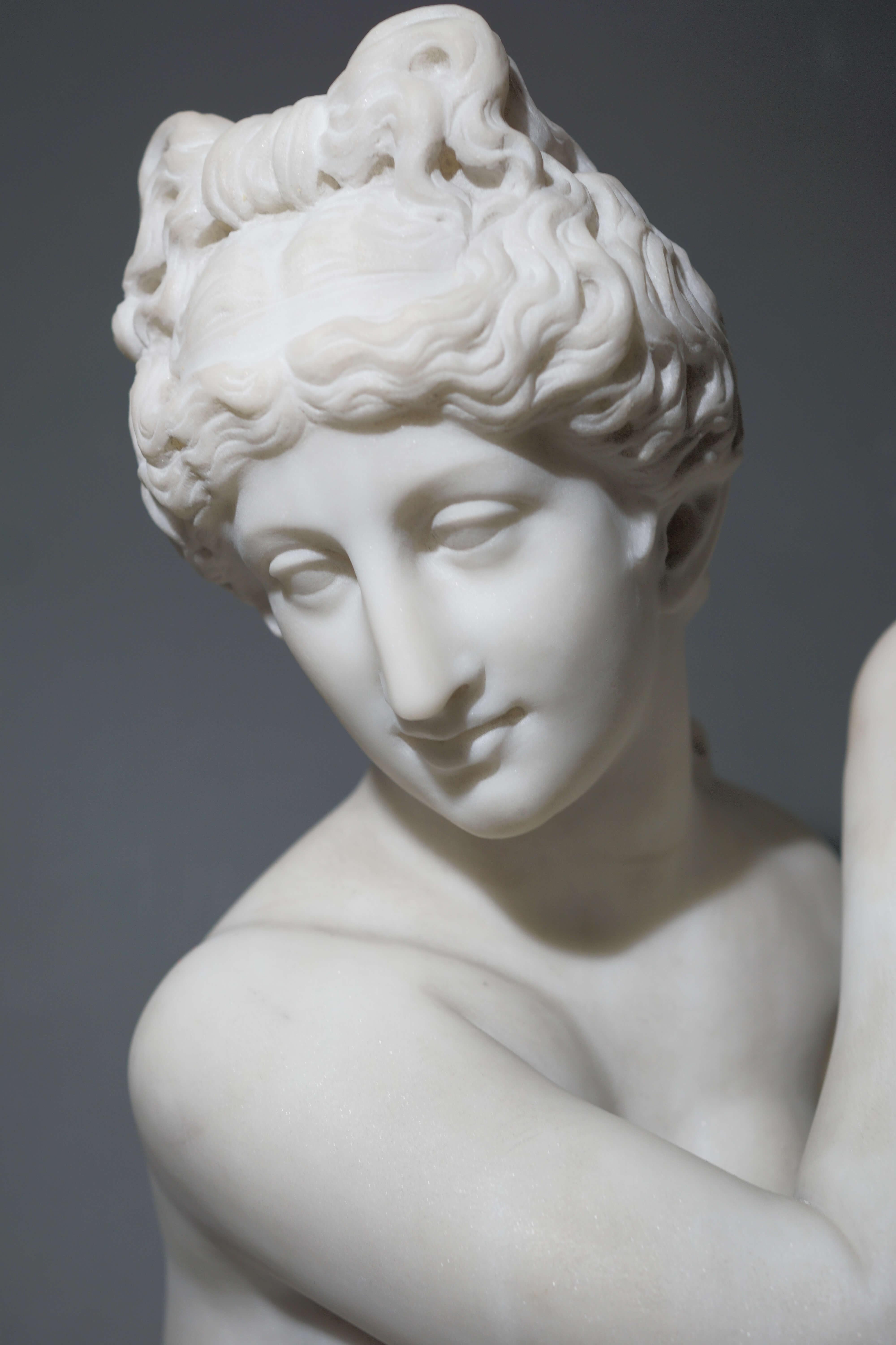 Venere accovacciata, scultura neoclassica in marmo  di Carrara, inizio 19 secolo. 

Un turista inglese del diciottesimo a Firenze scrisse che di tutte le Veneri degli Uffizi, 