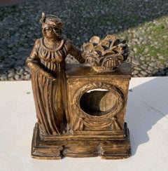Scultura veneziana Rococò - Figura della fine del XVIII secolo - Porta orologio - Dorato
