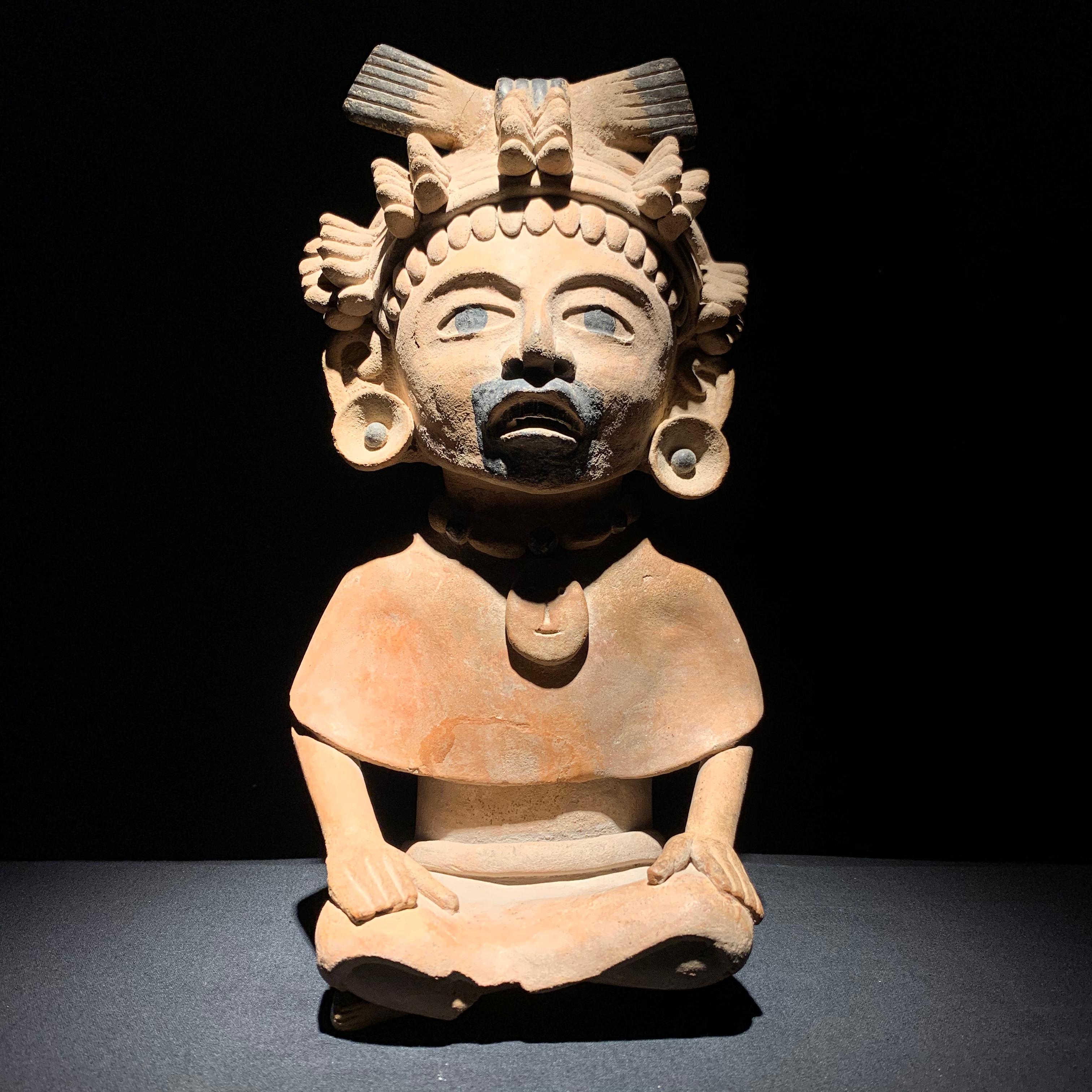 Unknown Figurative Sculpture - Veracruz Mexico Pre-Columbian ceramic Warrior figure sculpture