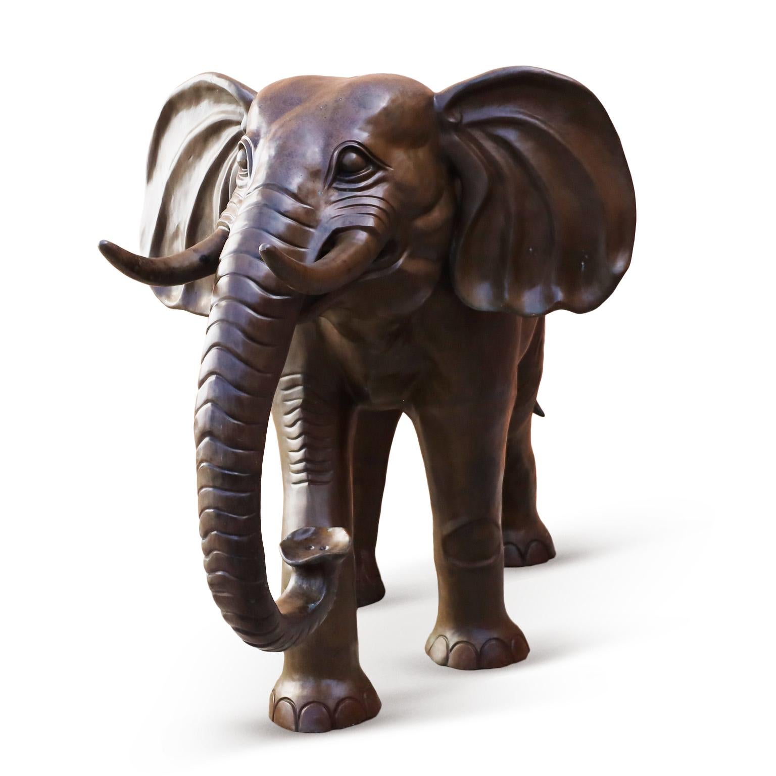 Very Large Bronze Elephant Sculpture, Near Life Size For Sale 2