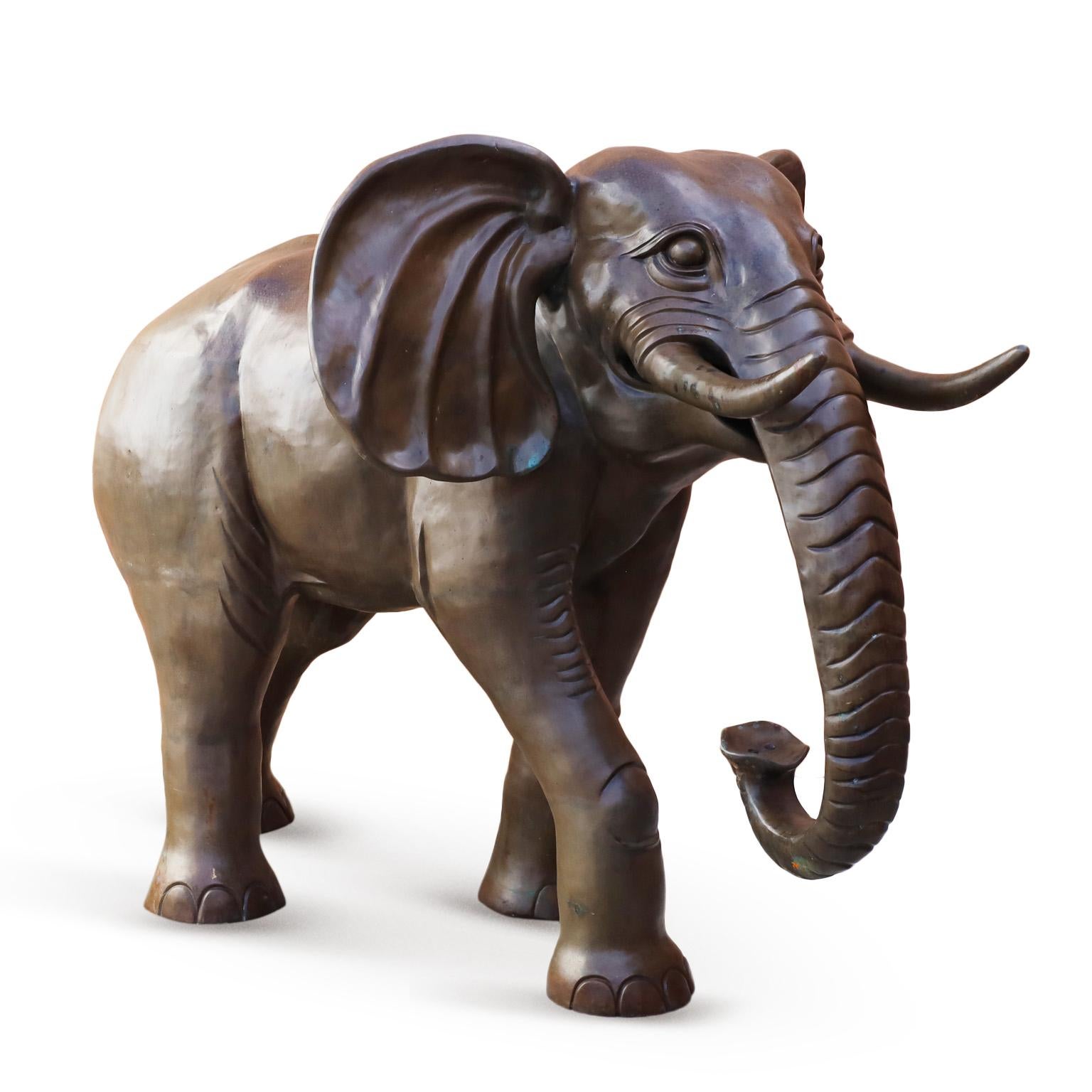 Very Large Bronze Elephant Sculpture, Near Life Size For Sale 3