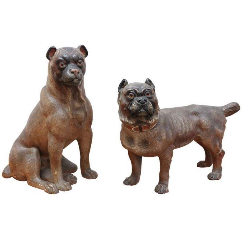 Victorian Terracotta Dogs - Sculpture by Unknown