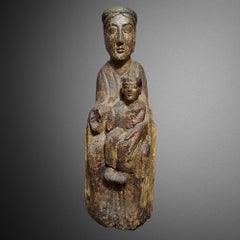 Vierge romane en majesté. Bourgogne 12ème siecle.