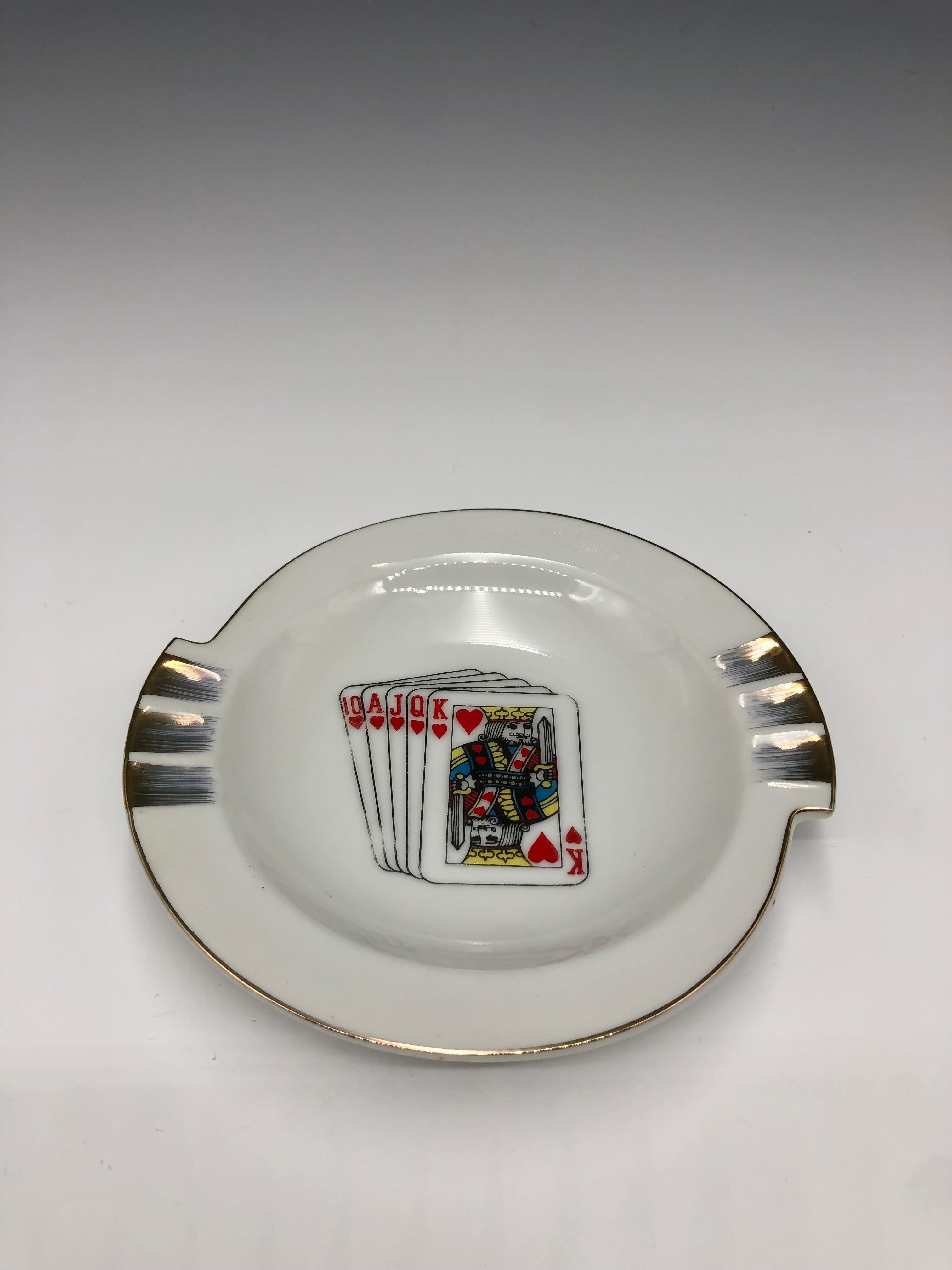 Vintage 1950s Porcelain Playing Card Ashtrays / Plates 1