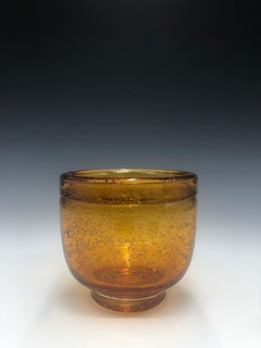 Vintage Amber Bubble Bullicante Decorative Glass Bowl