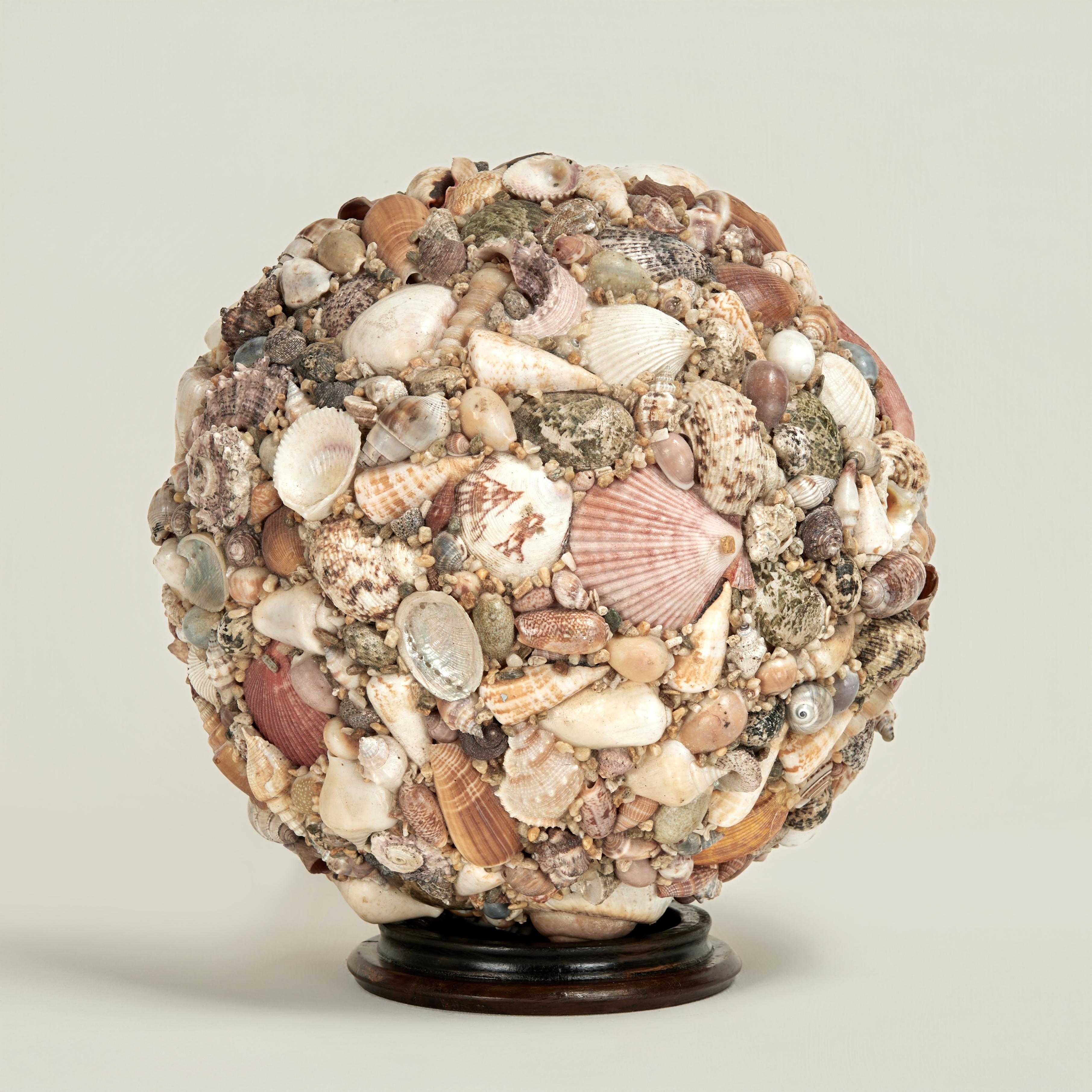 Vintage Artisan Crafted Seashell Encrusted Sphere