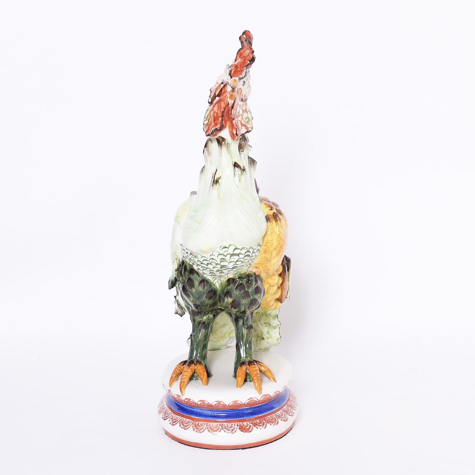 Sculpture de coq vintage en céramique en vente 1