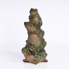 Chinesischer glasierter Terrakotta-Stapel von Froschs, Vintage