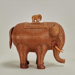 Vintage Chinese Wicker Elephant Box From the Shanghai Collection