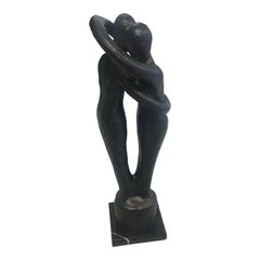 Vintage Figurative Embrassing Couple Statue 