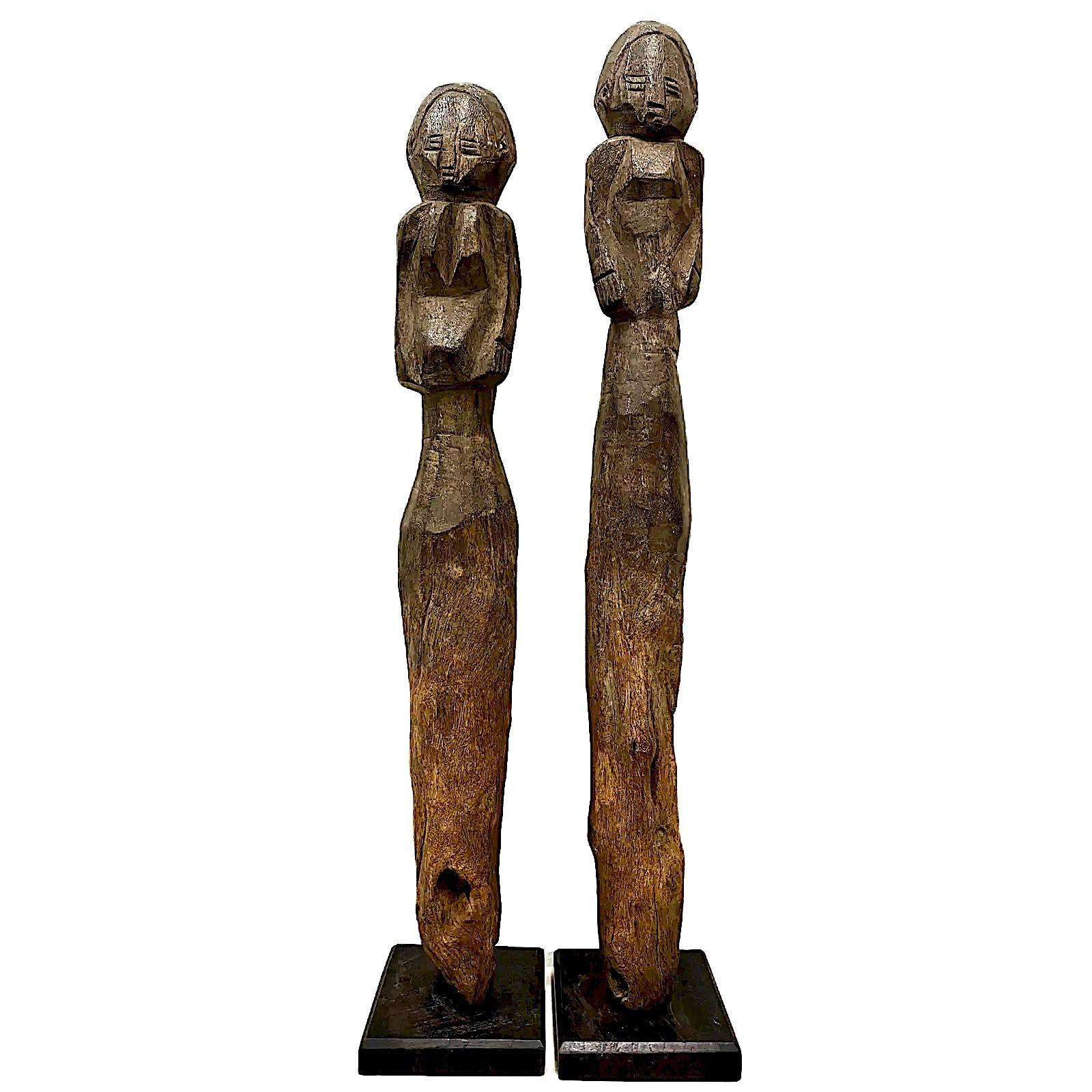 Vintage Hand Carved African Figures – a Pair