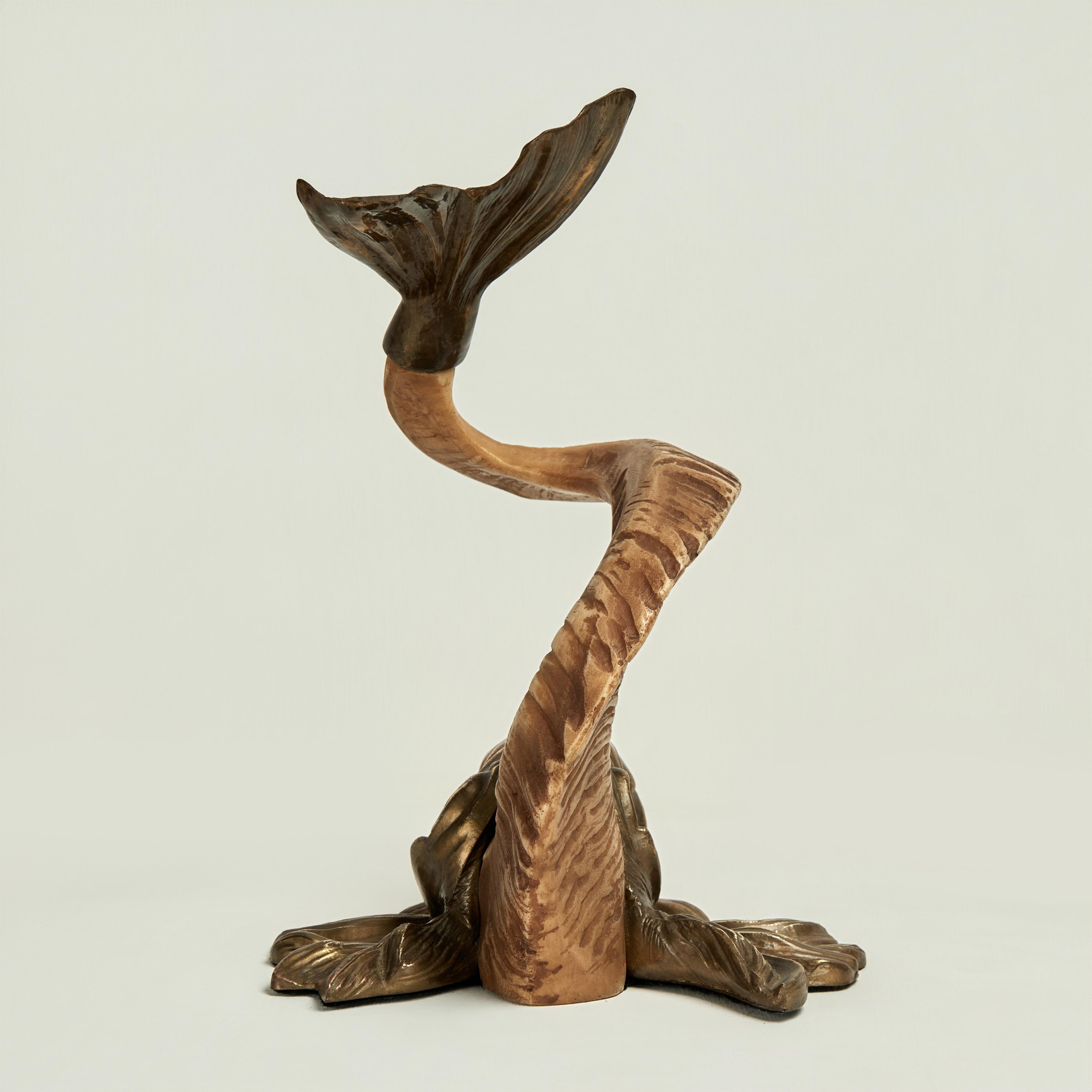 Vintage Italian Brass and Rams Horn Dolphin Sculpture For Sale 6