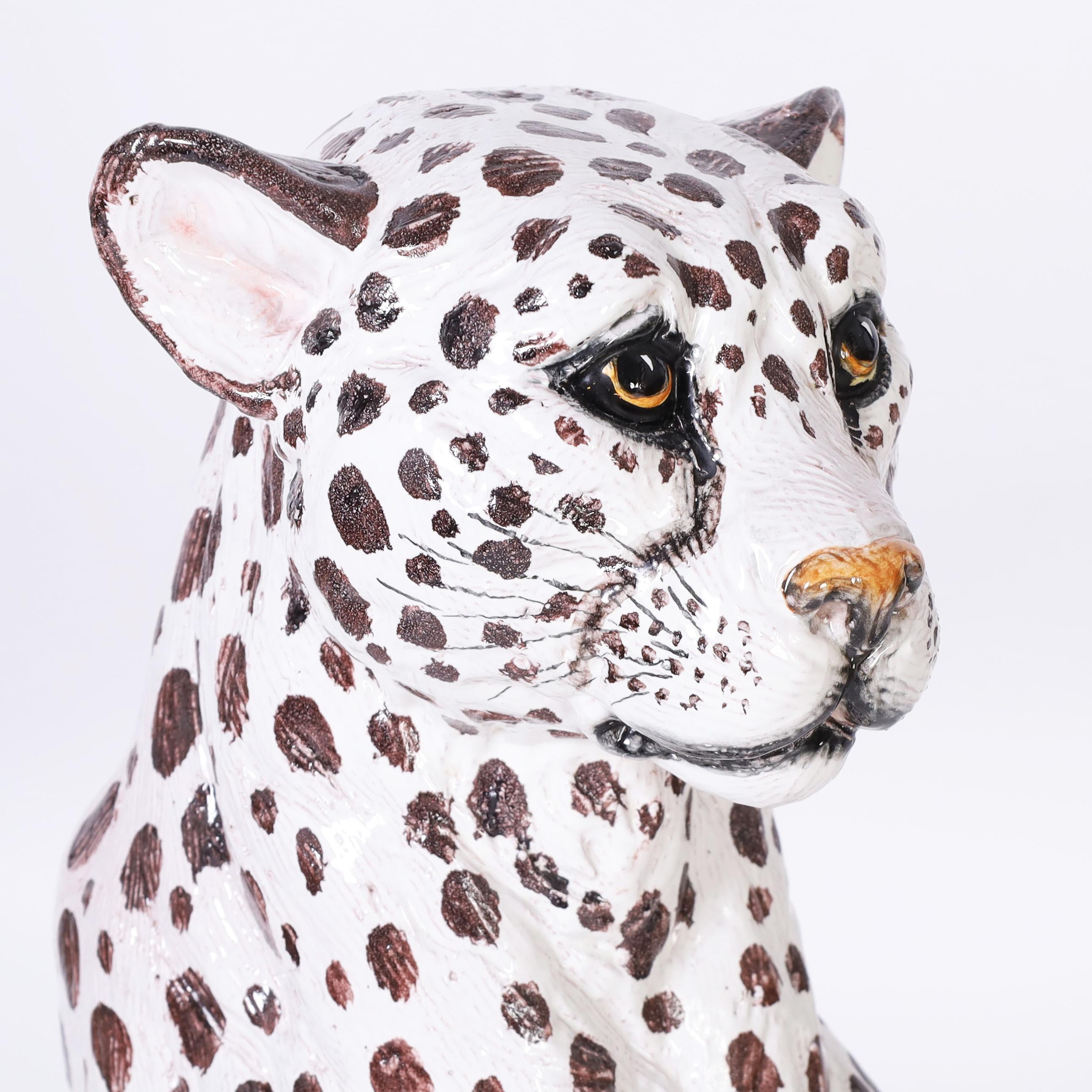 Vintage Italian Glazed Terra Cotta Cheetah 2