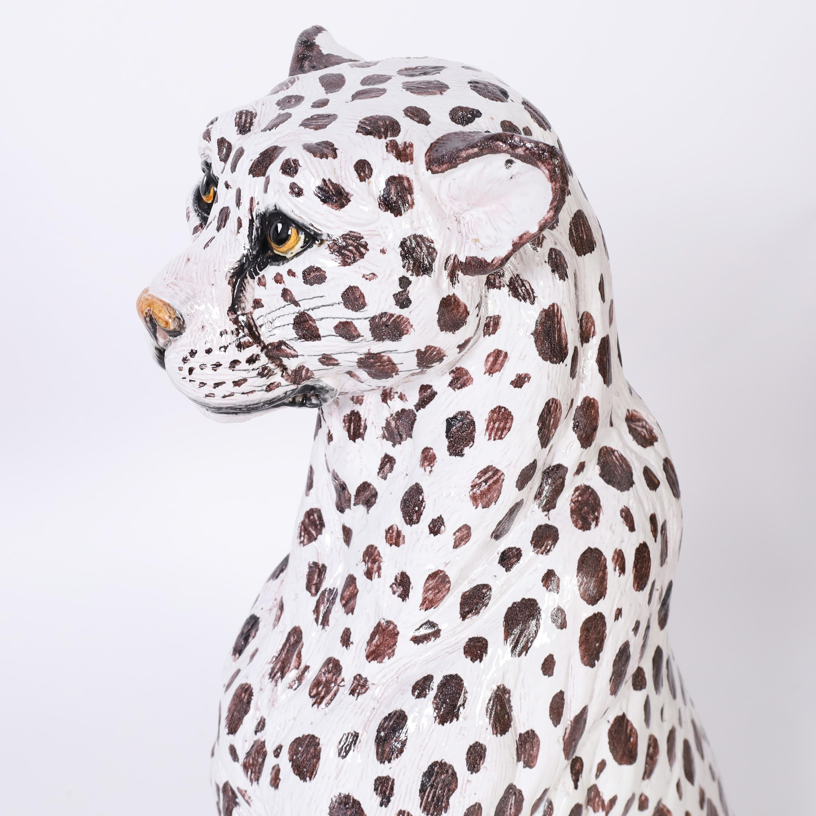 Vintage Italian Glazed Terra Cotta Cheetah 3