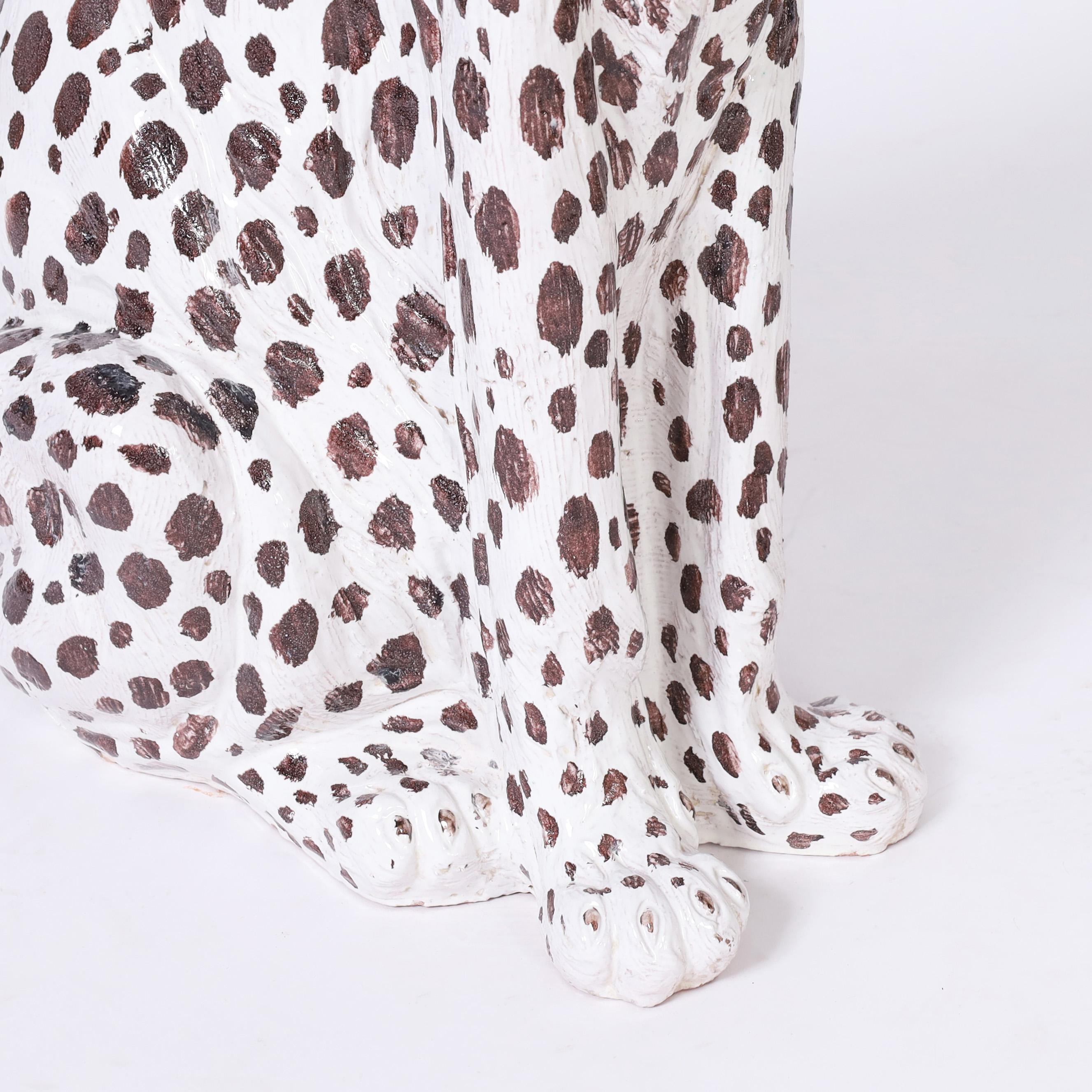 Vintage Italian Glazed Terra Cotta Cheetah 4