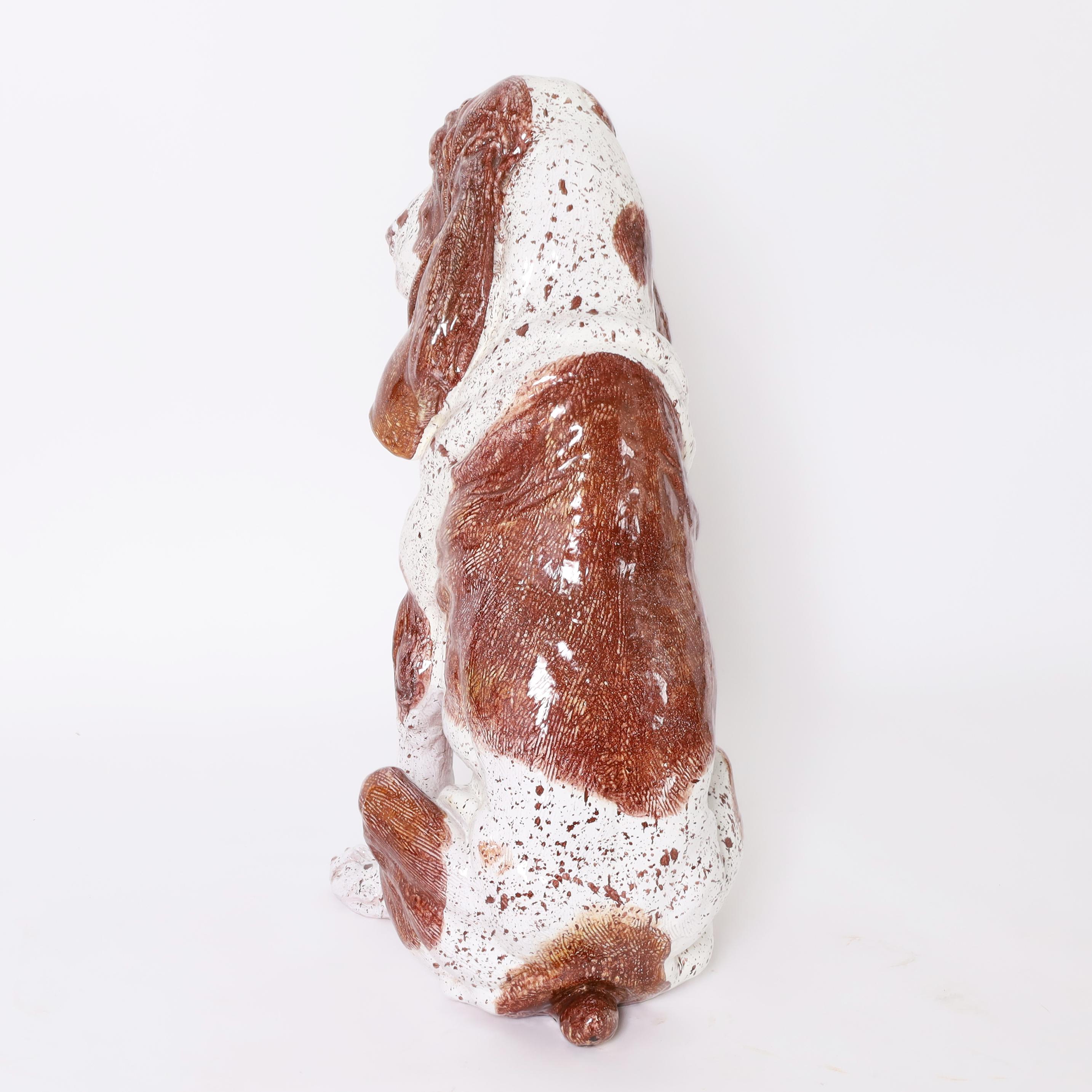 Perro de terracota esmaltada italiana vintage en venta 1