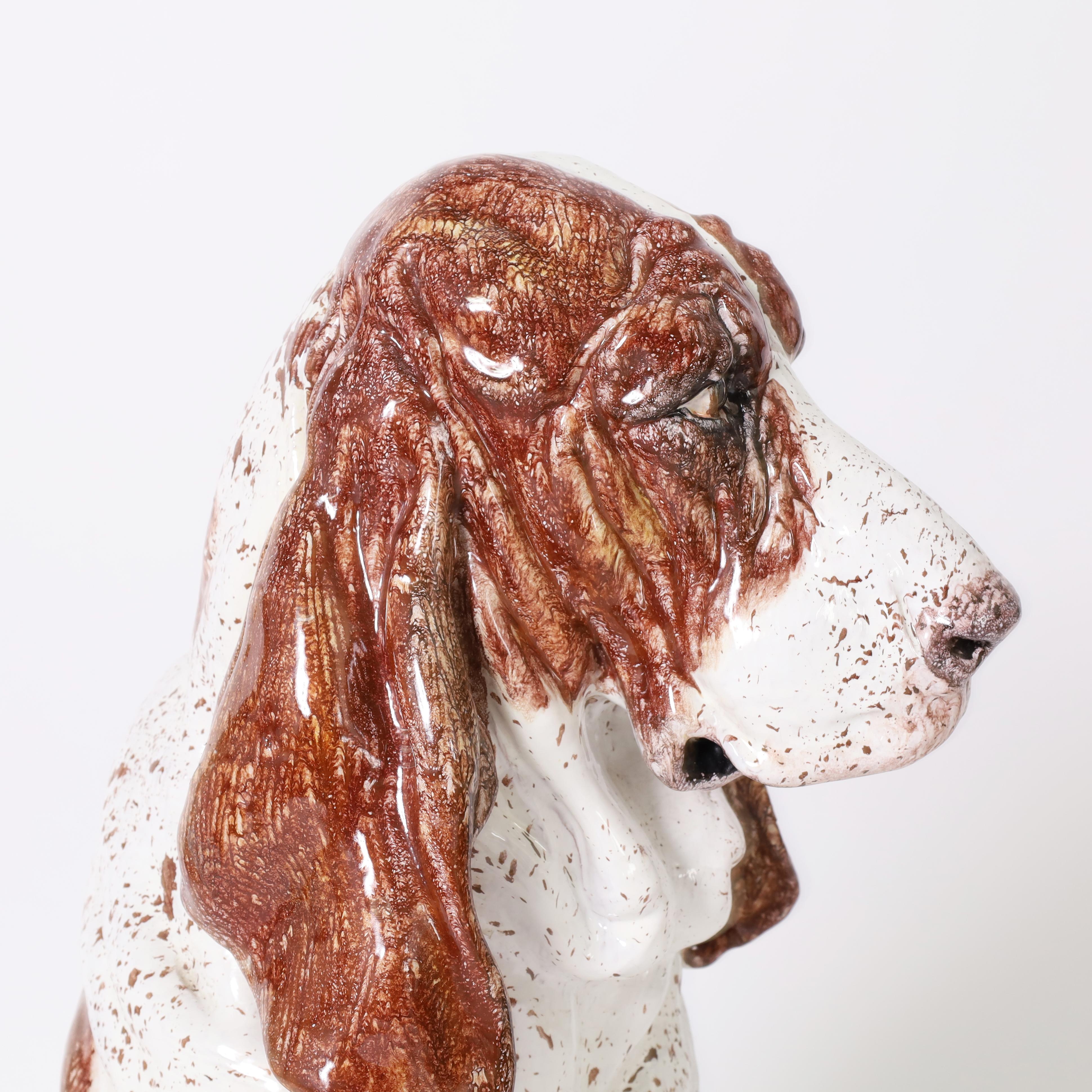 Perro de terracota esmaltada italiana vintage en venta 3