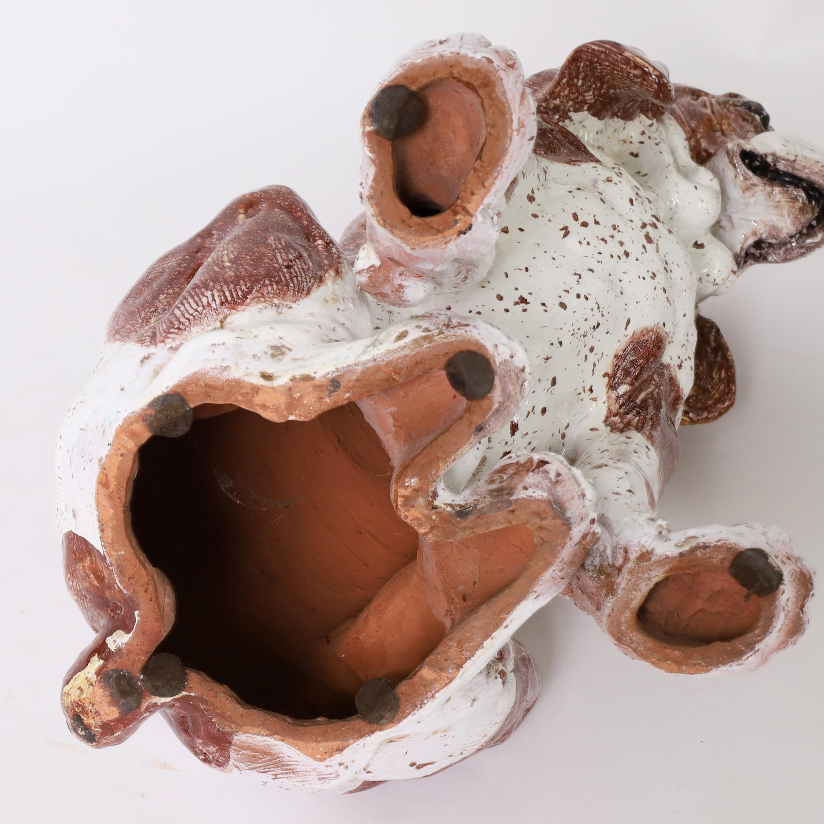 Perro de terracota esmaltada italiana vintage en venta 5
