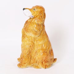 Vintage Italian Glazed Terra Cotta Dog or Cocker Spaniel