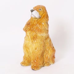 Vintage Italian Glazed Terra Cotta Dog or Cocker Spaniel