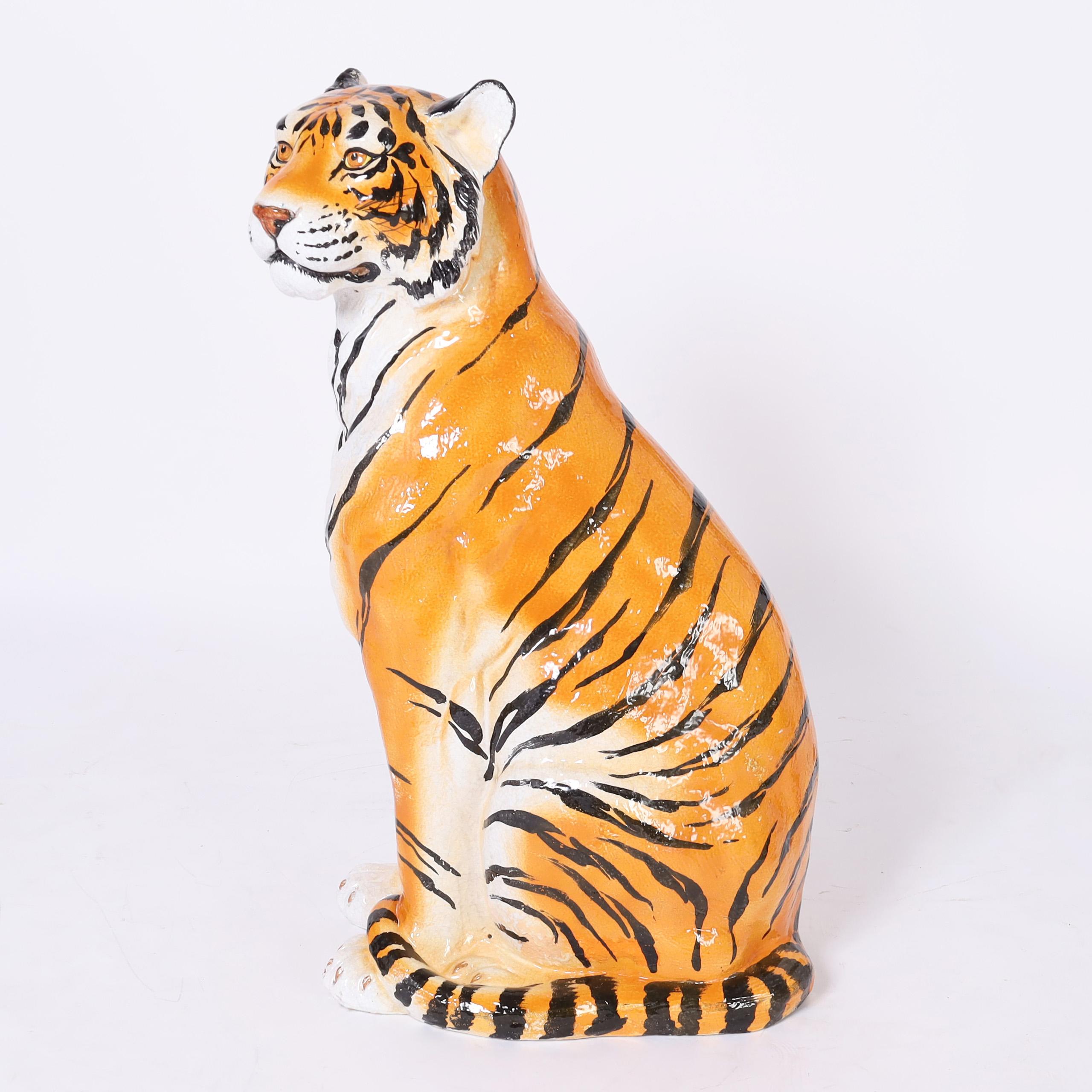 Italienischer glasierter Terrakotta-Tiger im Vintage-Stil im Angebot 6