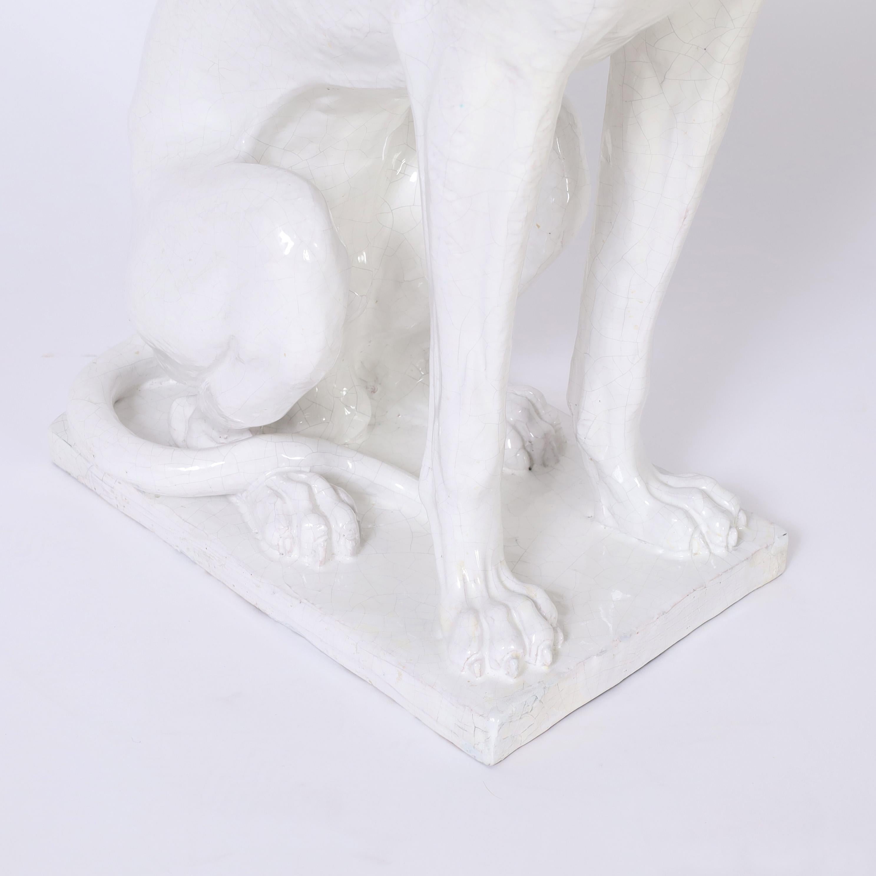 Perro de terracota esmaltada italiana vintage en venta 5