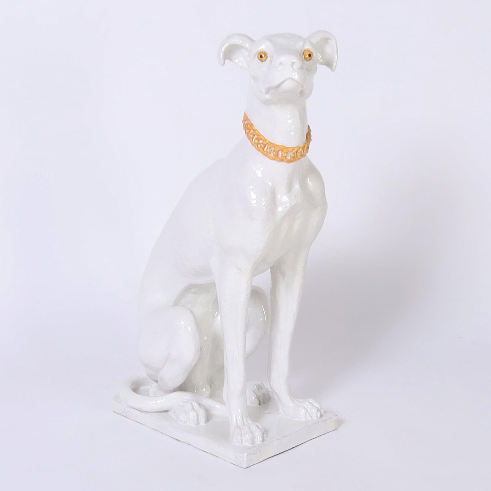 Perro de terracota esmaltada italiana vintage - Sculpture de Unknown