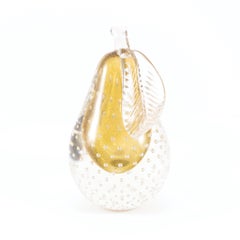 Vintage Murano Glass Pear Paperweight Sculpture