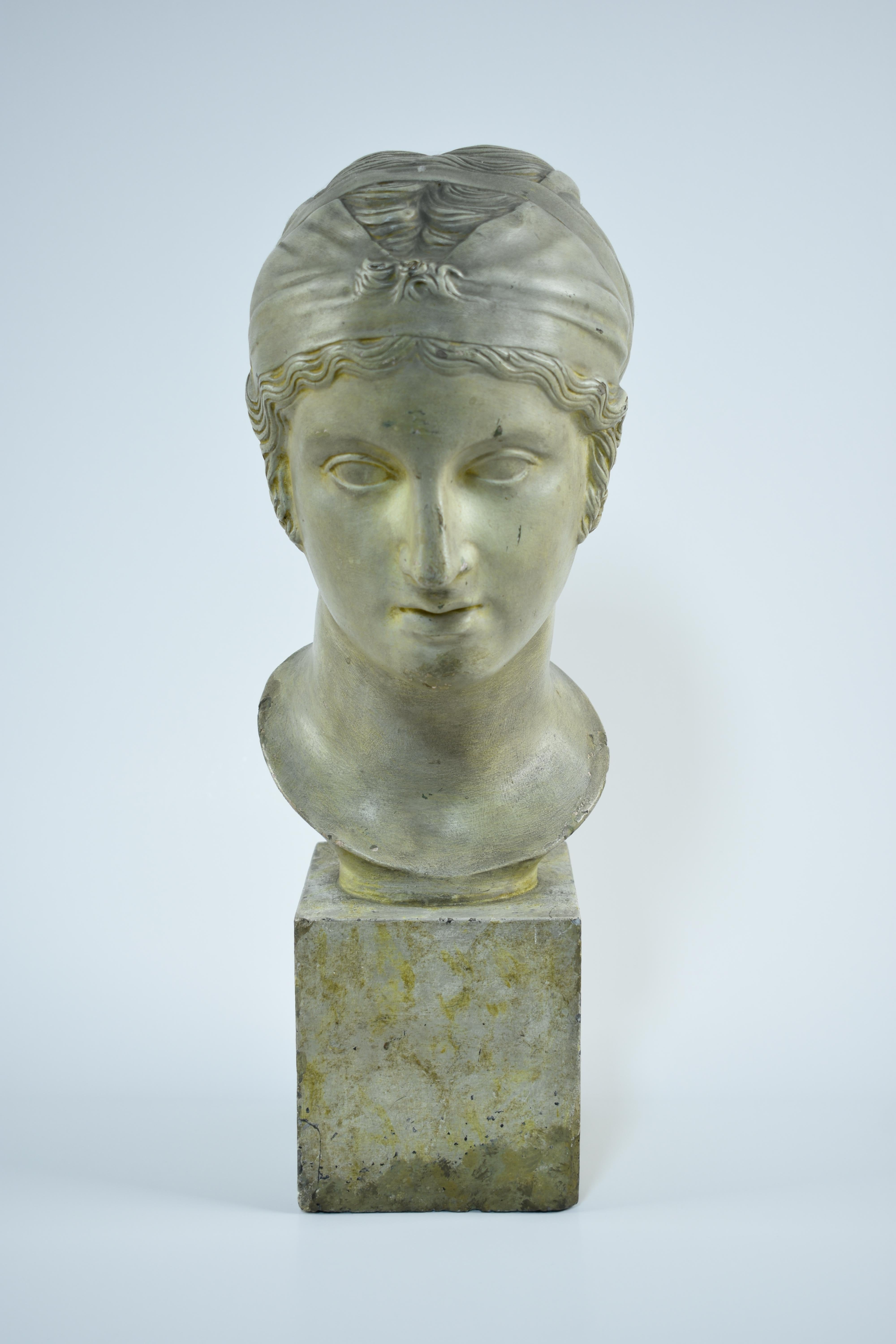 Classical Terracotta Bust of Barberini Hera, Antique Style, 45cm Tall