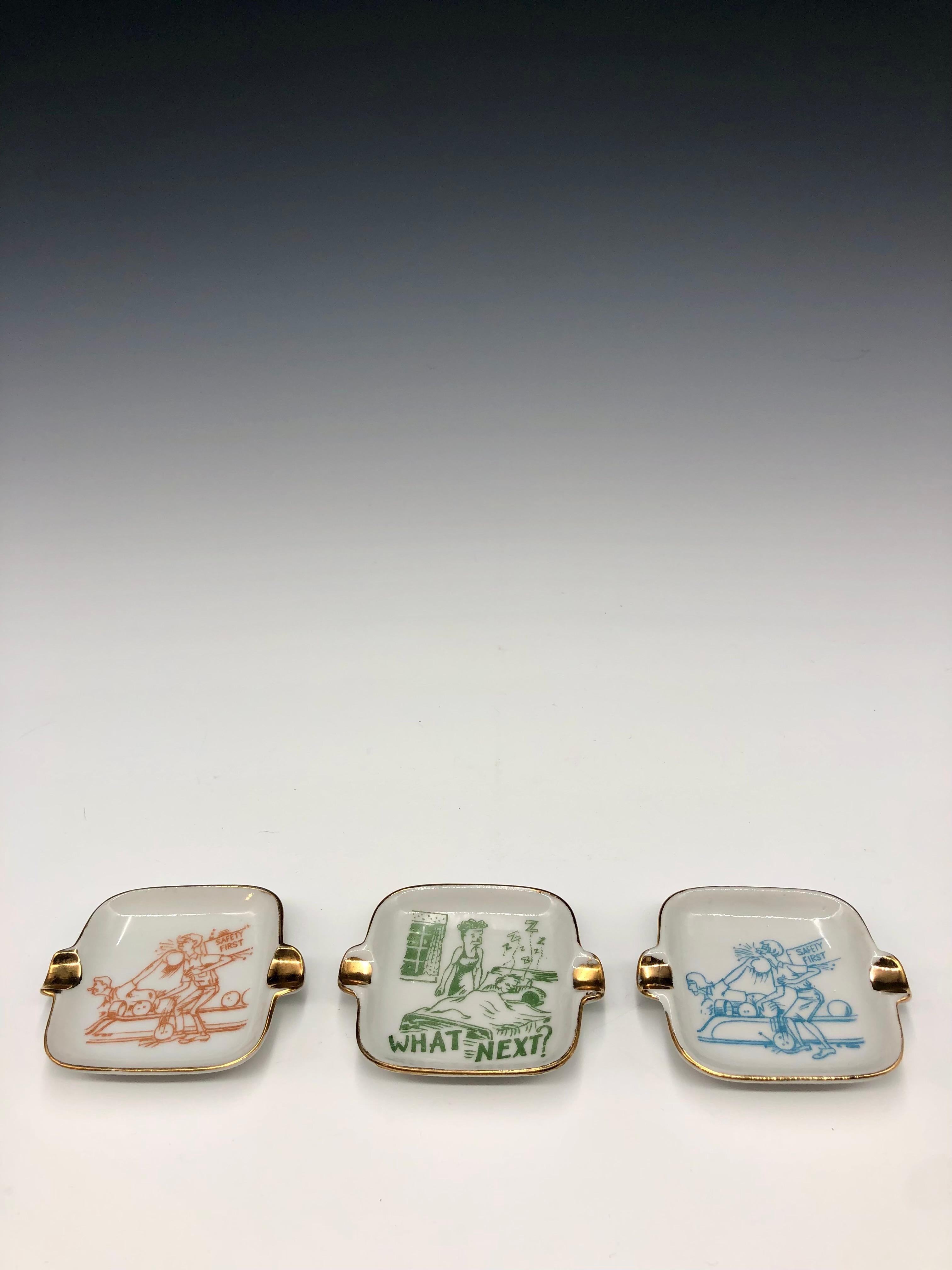 Vintage Set of 1970s Kitsch Porcelain Figurative Ashtrays - Sculpture by Unknown