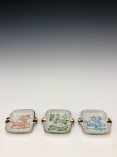Vintage Set of 1970s Kitsch Porcelain Figurative Ashtrays