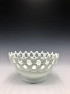 Tazón blanco figurativo vintage Westmoreland de vidrio con leche