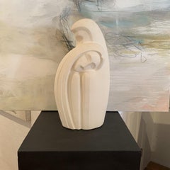 Vintage White Sandstone Statue of Caressing Couple