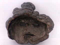 Maschera per il viso in legno vintage, marrone scuro