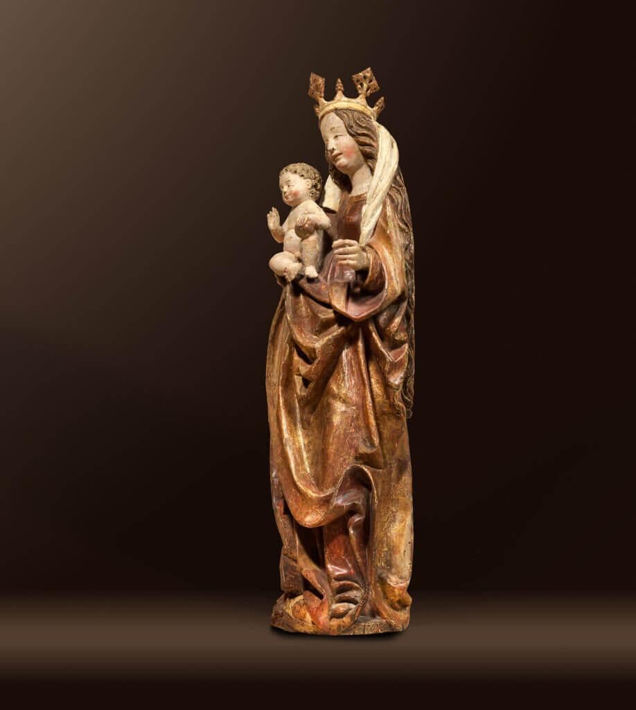 Vierge et enfant - Marron Figurative Sculpture par Unknown