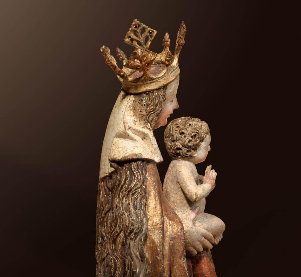 Virgin and Child - Brown Figurative Sculpture by Unknown