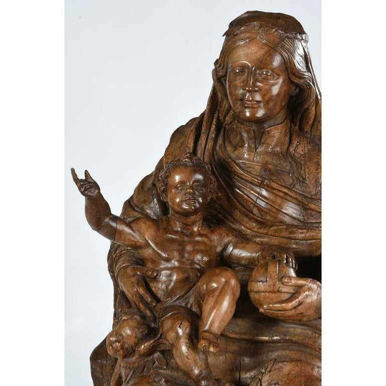 Unknown - Virgin And Child Seated In Walnut - XVIIth Century French ...