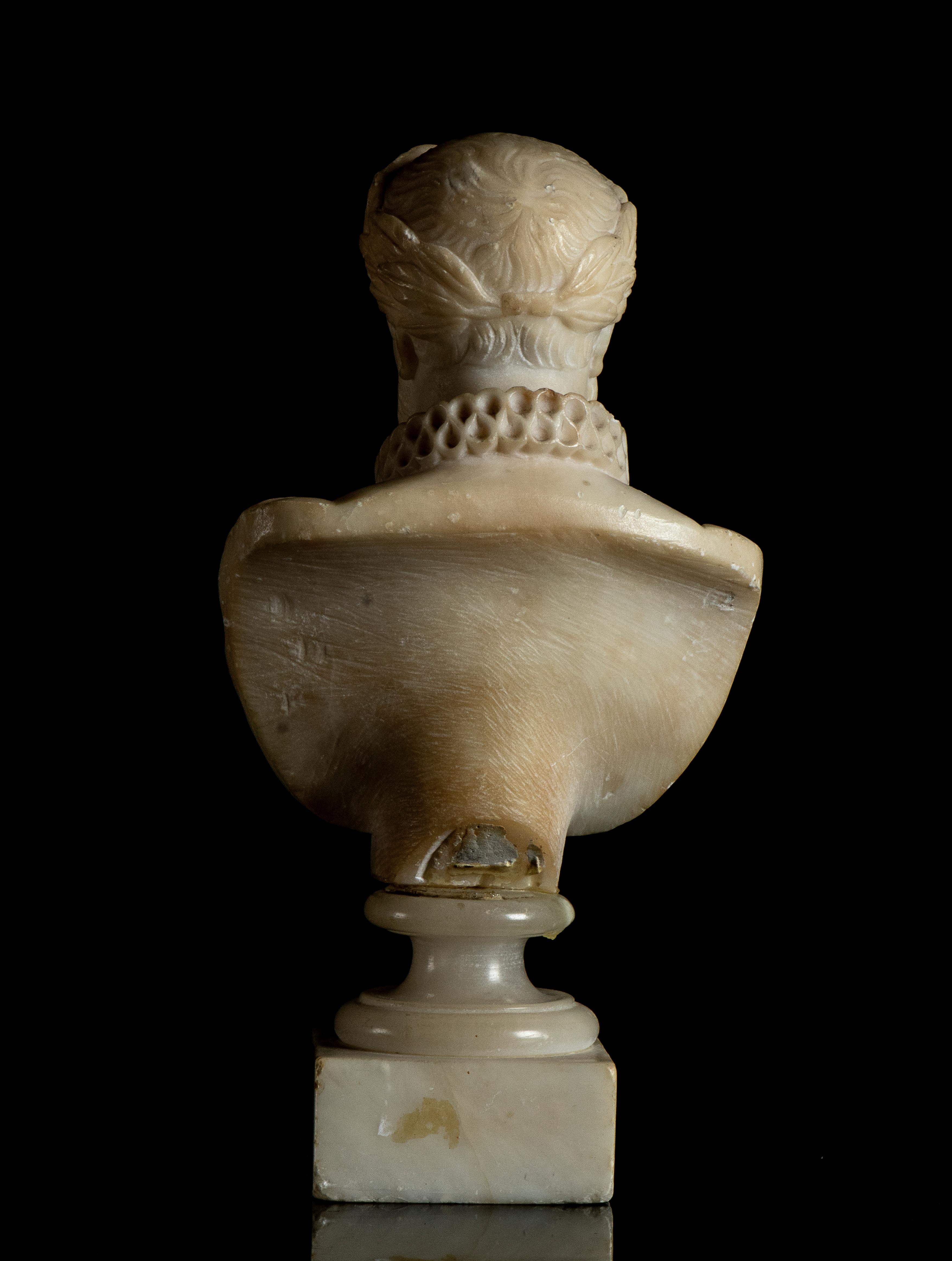 White Alabaster Sculpture Bust portrait of Miguel de Cervantes Grand Tour 20th 1