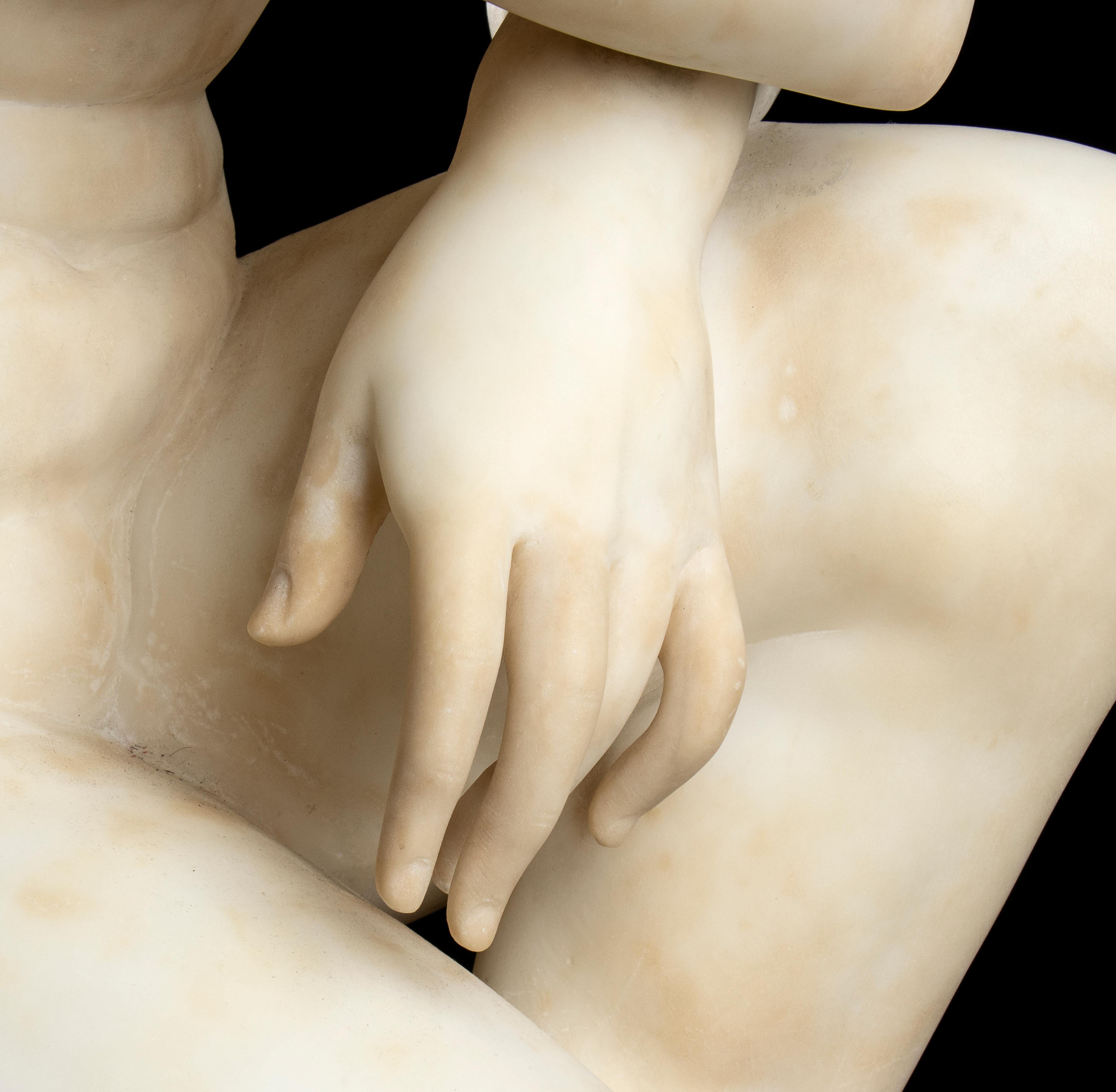 White Alabaster Sculpture of Crouching Venus Tuscany Italy 19th Century (F) 10