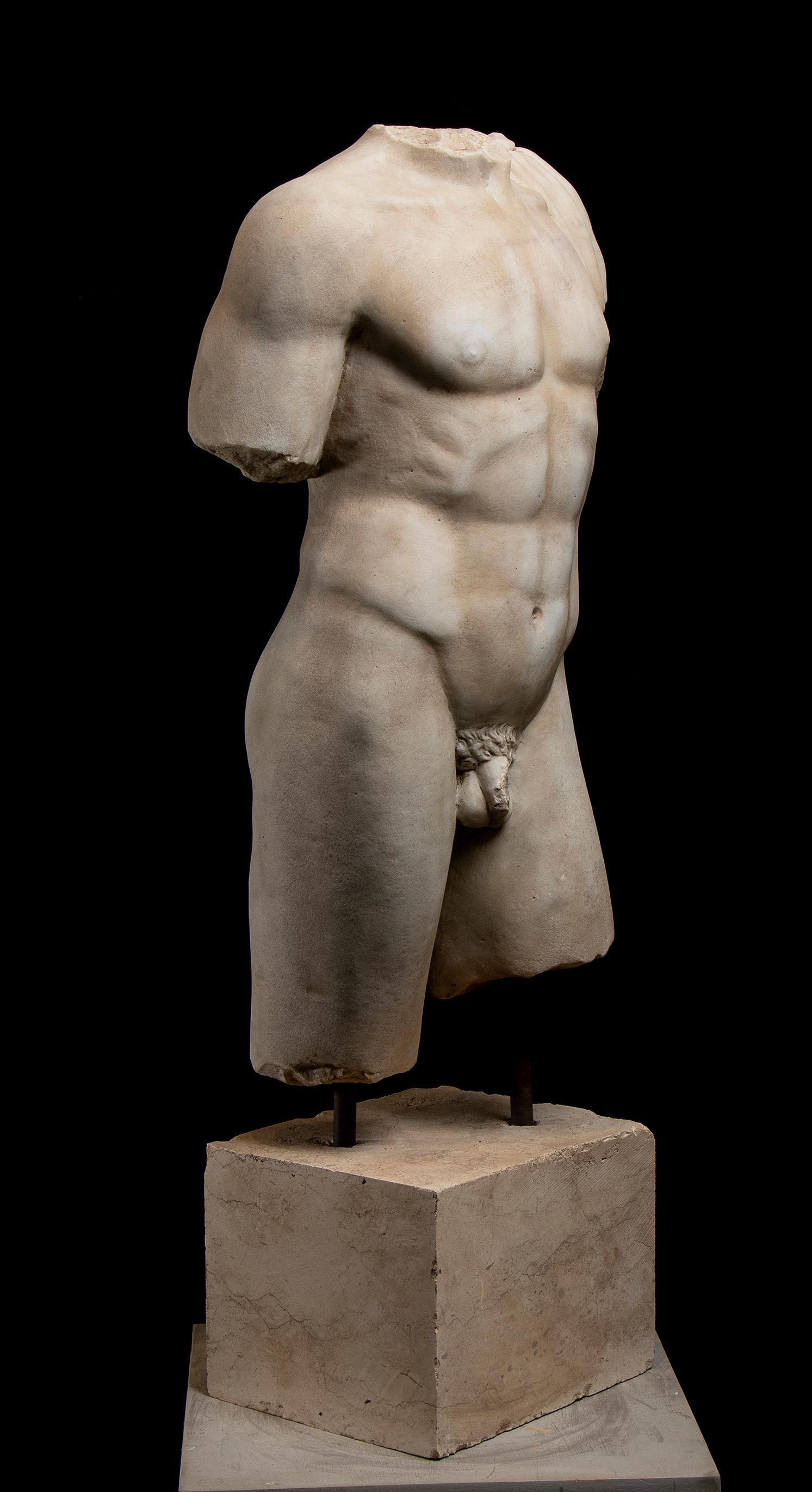 White Carrara Marble Sculpture of Hercules Italian 20th Century For Sale 8