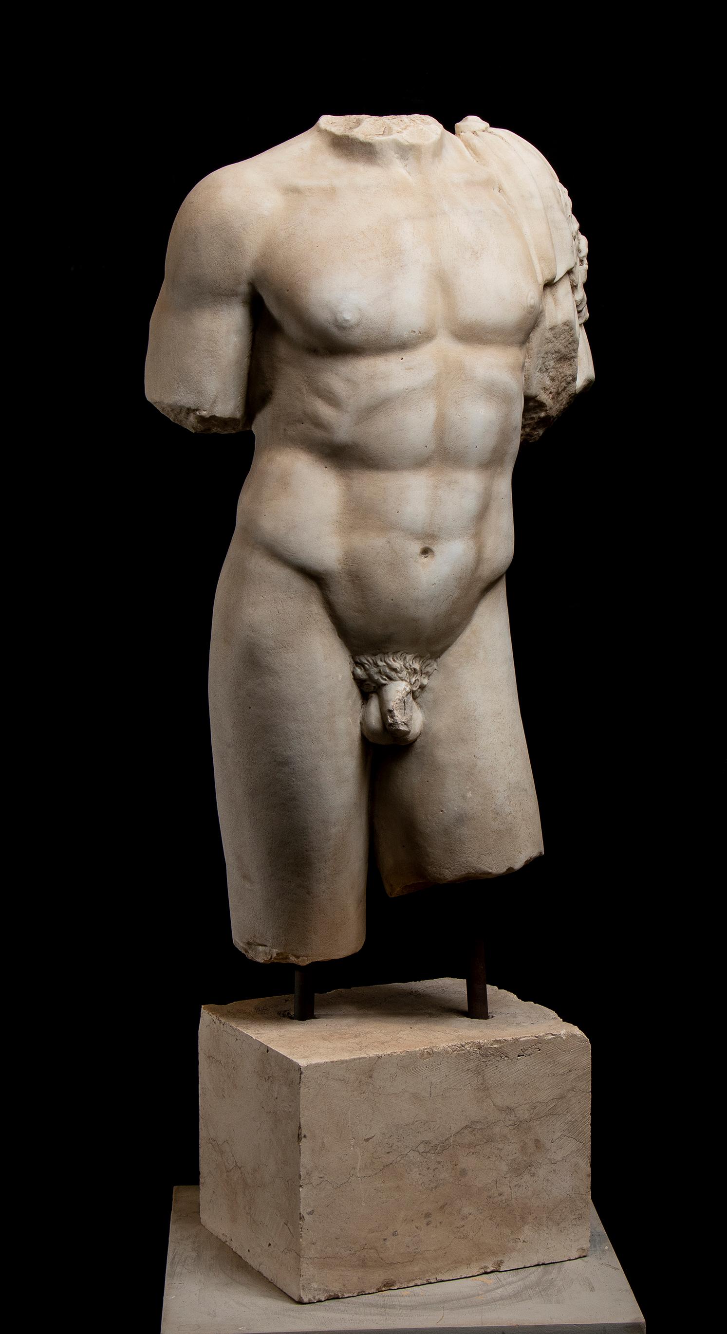 White Carrara Marble Sculpture of Hercules Italian 20th Century For Sale 9