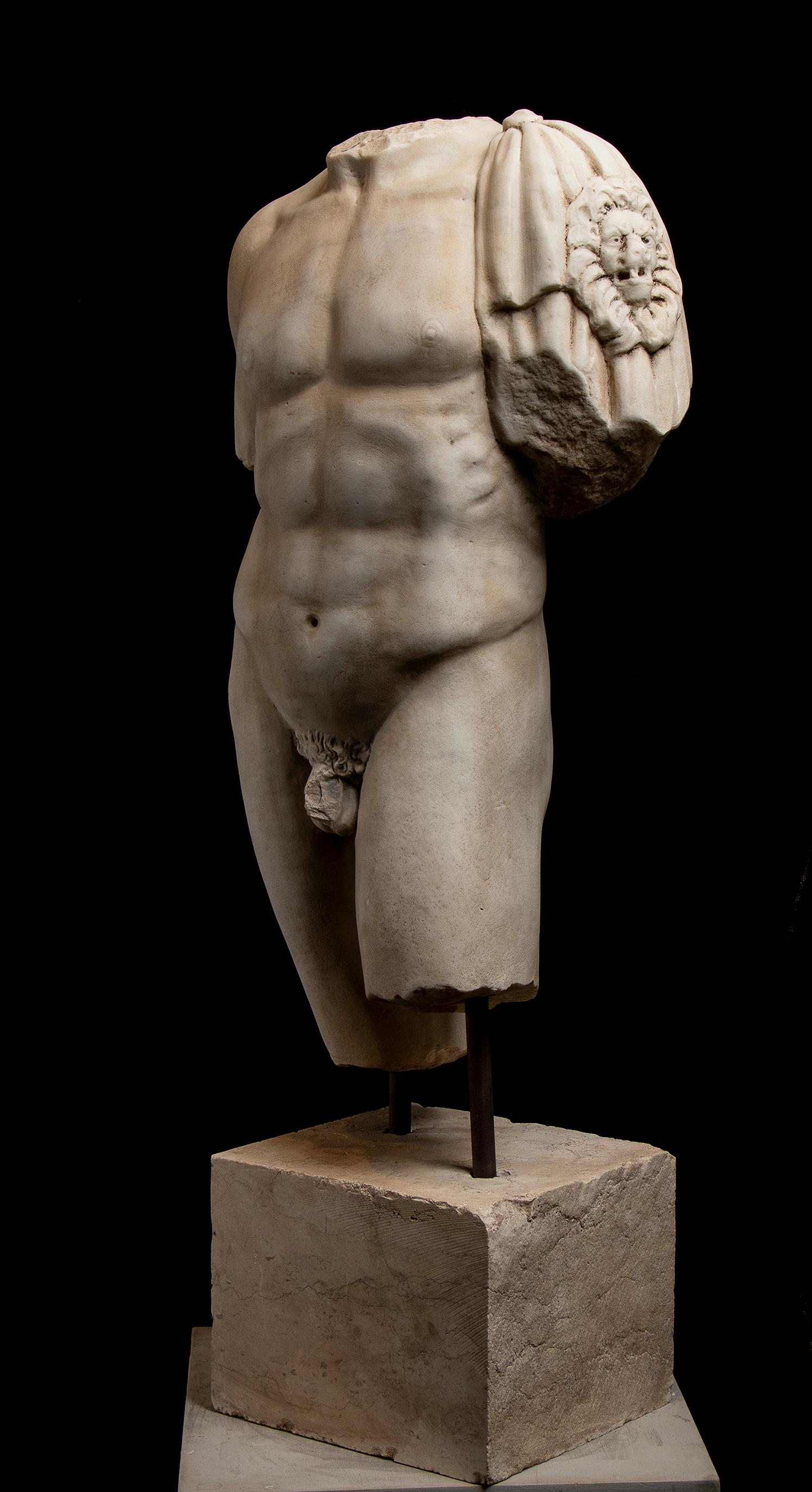 White Carrara Marble Sculpture of Hercules Italian 20th Century - Black Figurative Sculpture by Unknown
